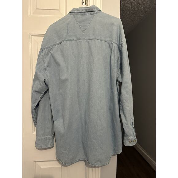 VTG Pro Edge Mens XL Chicago Bulls Basketball Denim Blue Jean Button Down Shirt - Picture 5 of 6